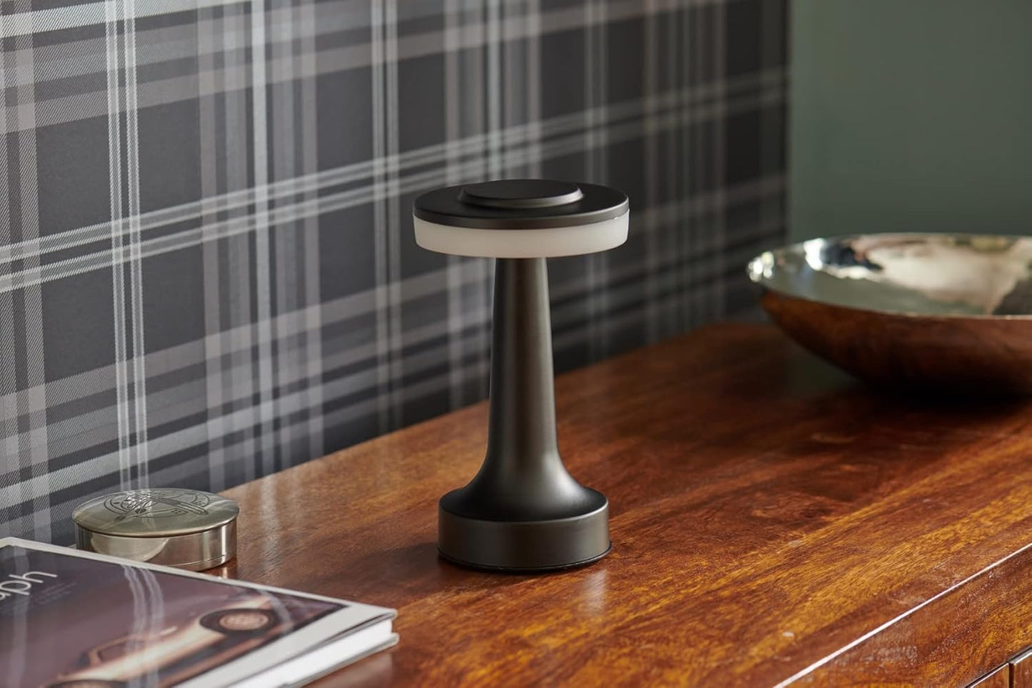 Lampe De Table Carol Noire Rechargeable Lumière Ambiante LED Élégante