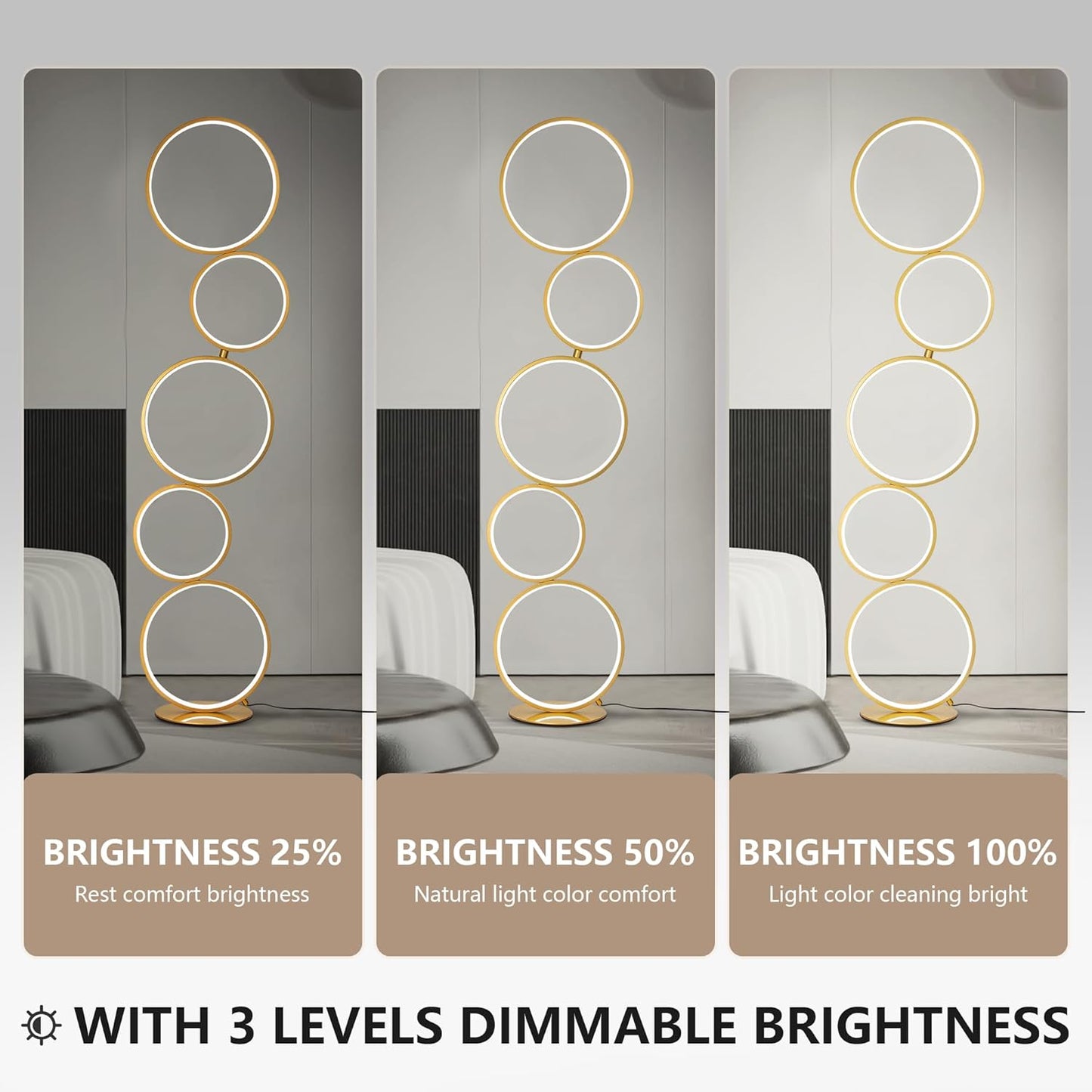 Lampadaire élégant SWEET avec éclairage changeant en noir ou or