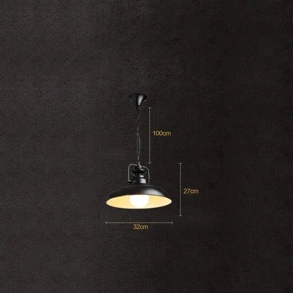 Suspension Industrielle en Métal Noir - Style Rétro et Éclairage Ambiant