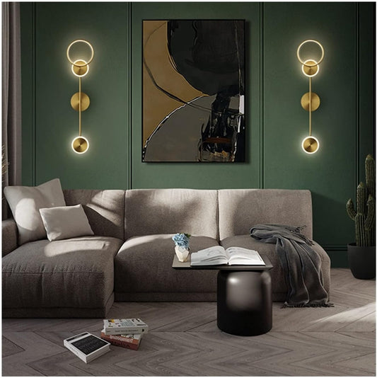 Applique Murale Moderne à LED en Laiton - Élégance et Éclat pour votre Salon