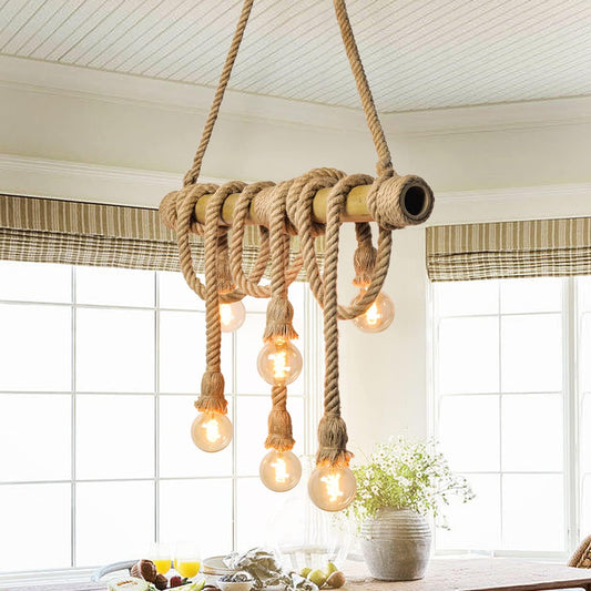 Suspension vintage corde bambou élégante ambiance chaleureuse 18W E27