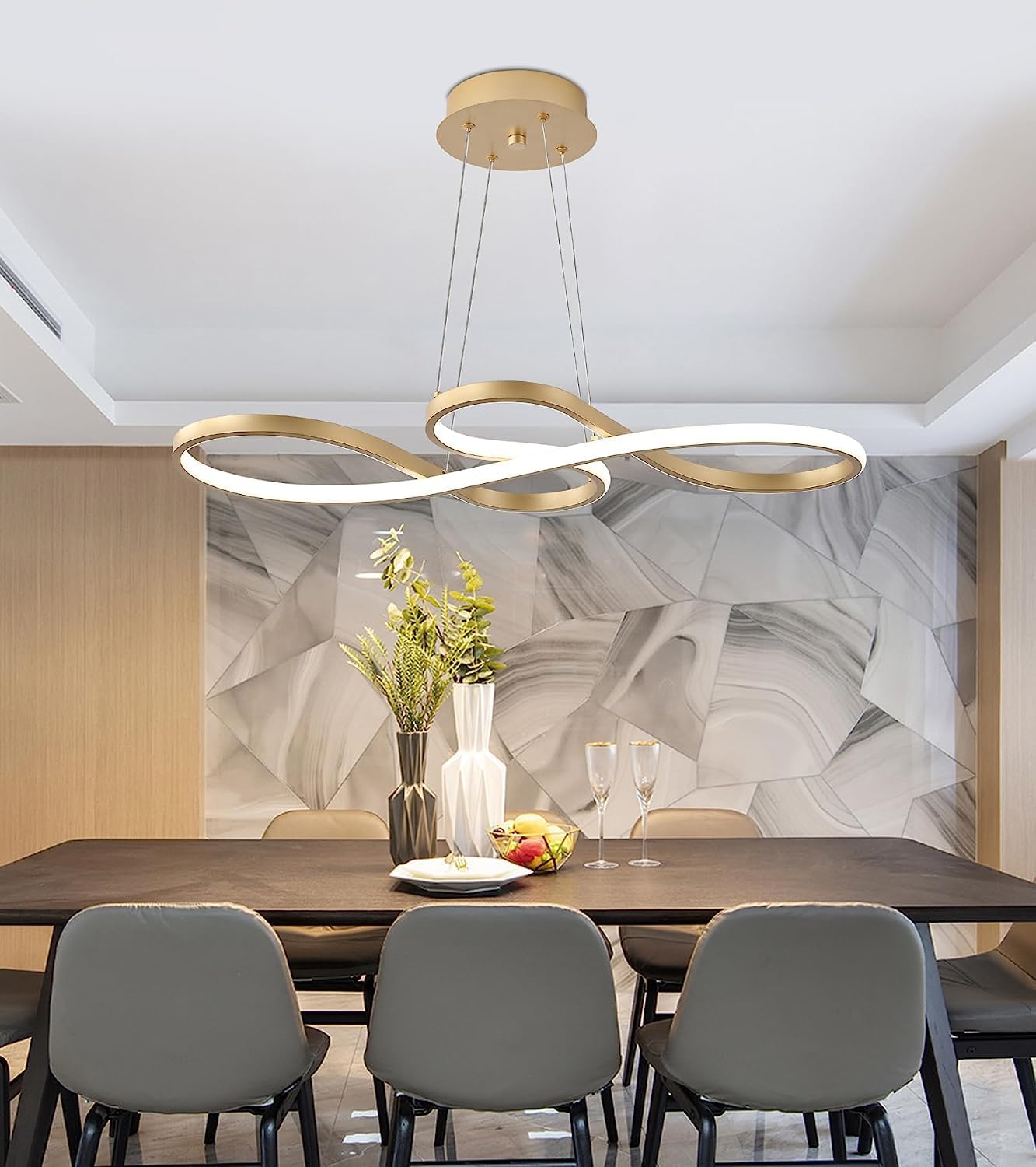 Suspension Yucca Dorée Élégante Design Moderne Luminaire Salle à Manger