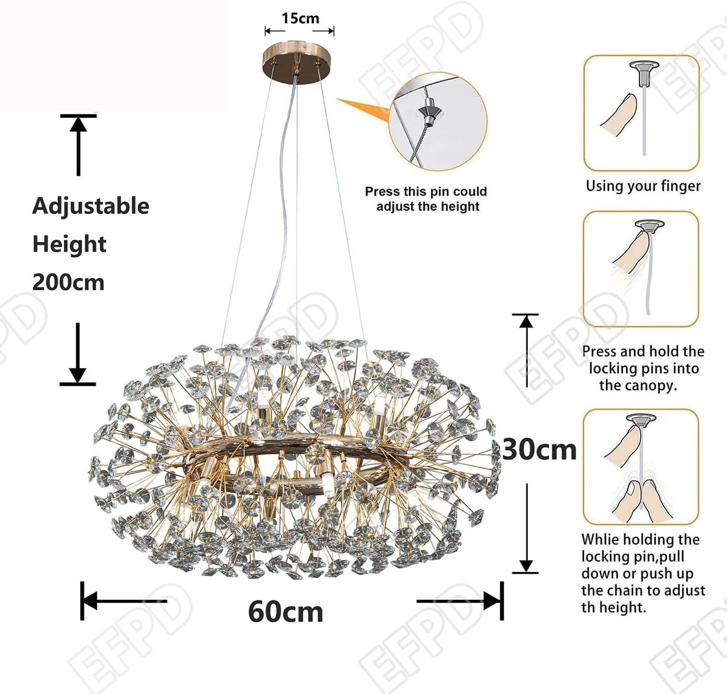 Suspension Cristal Dandelion – Raffinement Inspiré de la Nature