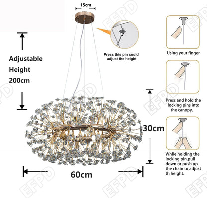 Suspension Cristal Dandelion – Raffinement Inspiré de la Nature