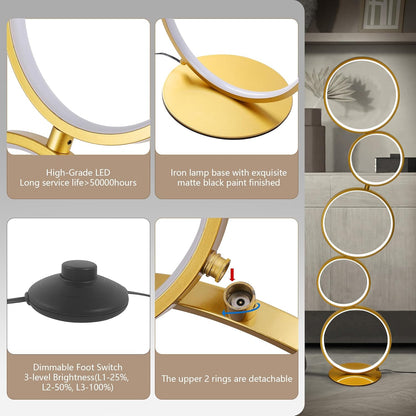 Lampadaire élégant SWEET avec éclairage changeant en noir ou or