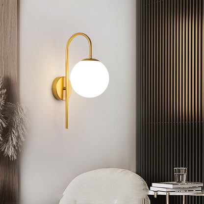 Applique Murale Élégante Boule Transparente avec Support Doré Noir