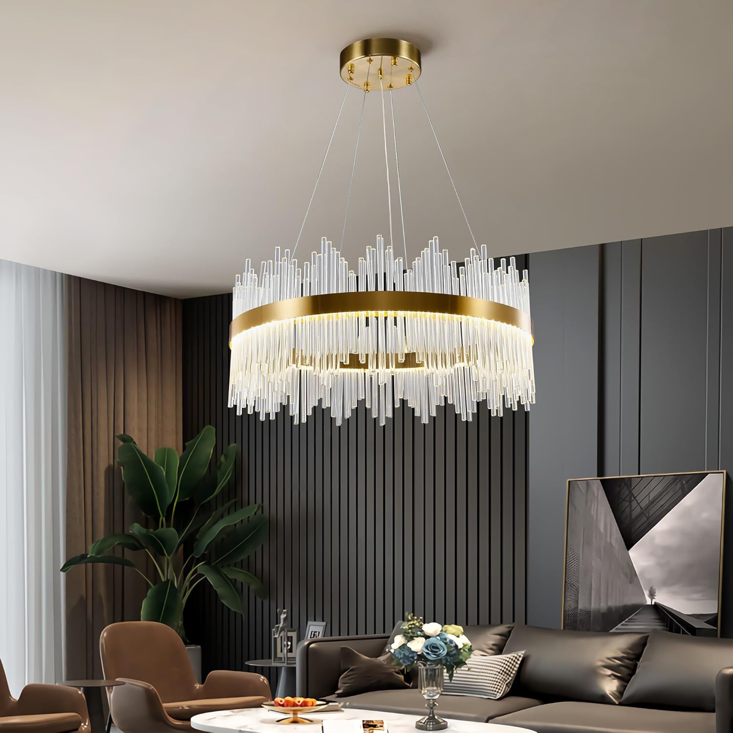 Lustre Eva rond moderne élégant design contemporain lumineux déco