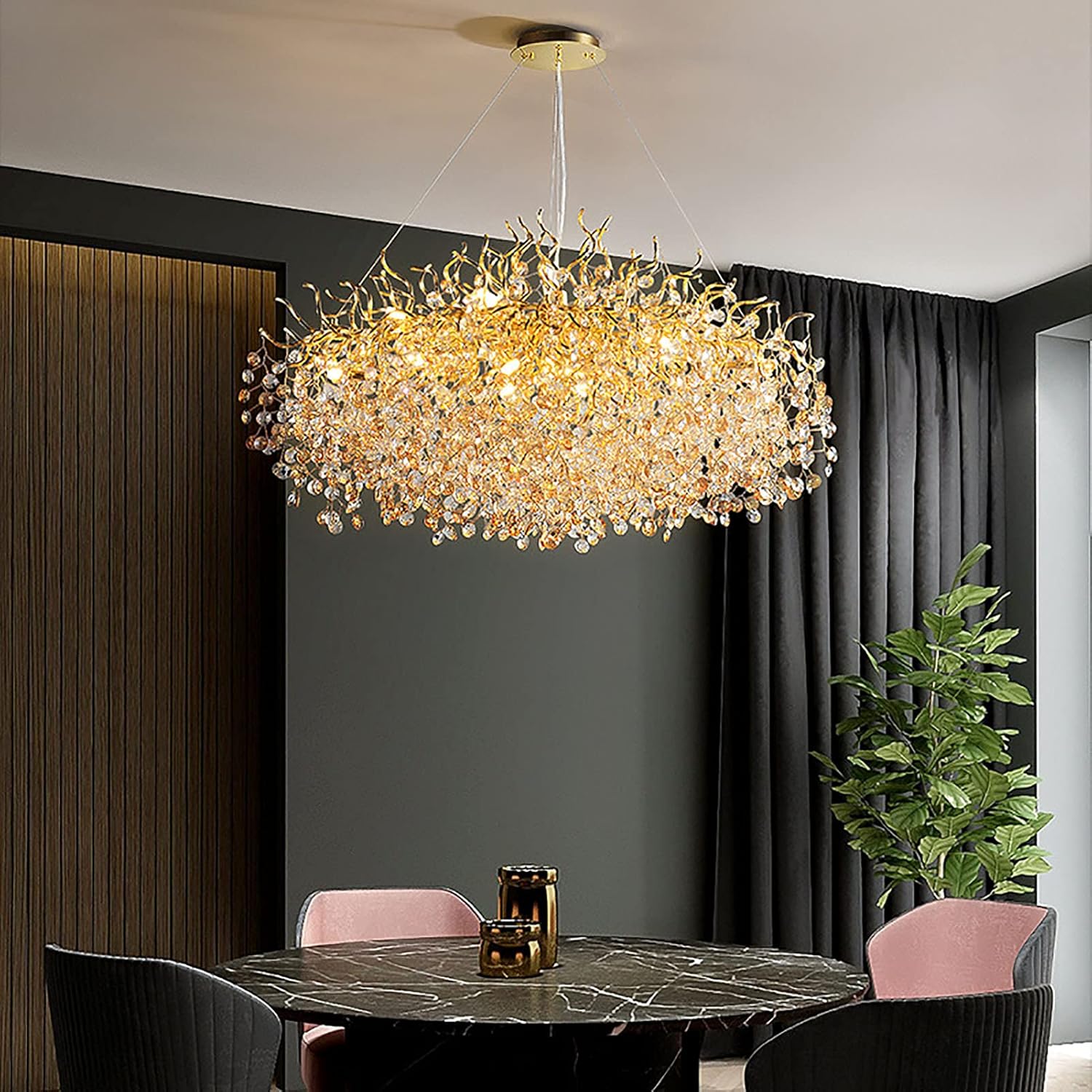 Lustre Marocain en Verre Cristallin Champ 60-80cm Élégant Salon