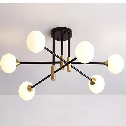 Suspension Moderne Aria 6 Lampes Blanc Pur en Métal Élégant