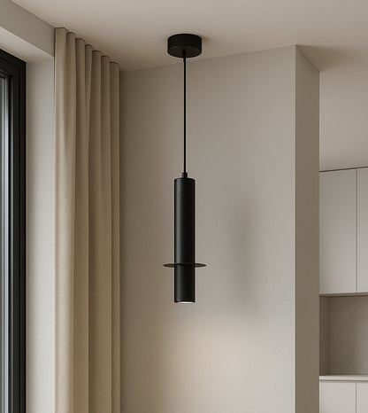 Suspension Design Moderne en Marbre Noir et Aluminium Mat Élégant