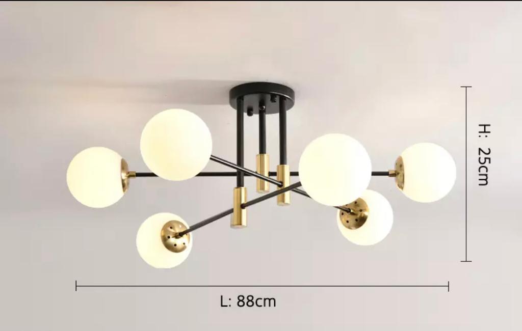 Suspension Moderne Aria 6 Lampes Blanc Pur en Métal Élégant