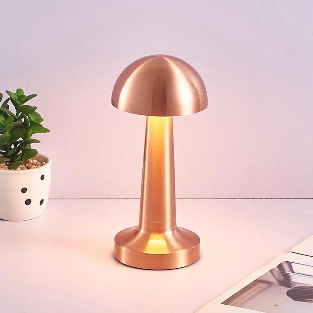 Lampe de Table Mushroom Dorée Rechargeable LED Ambiance Chic Moderne