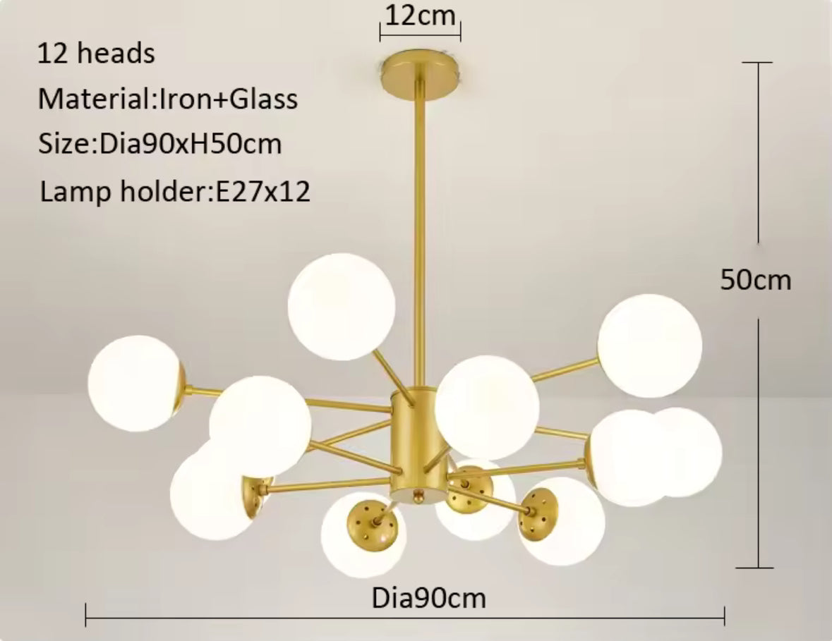 Suspension Liza 12 Boules Verre Design Chic Élégant Lumineux