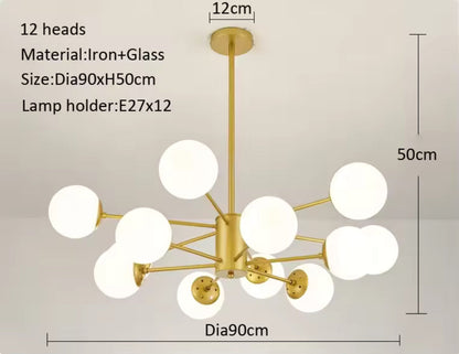 Suspension Liza 12 Boules Verre Design Chic Élégant Lumineux