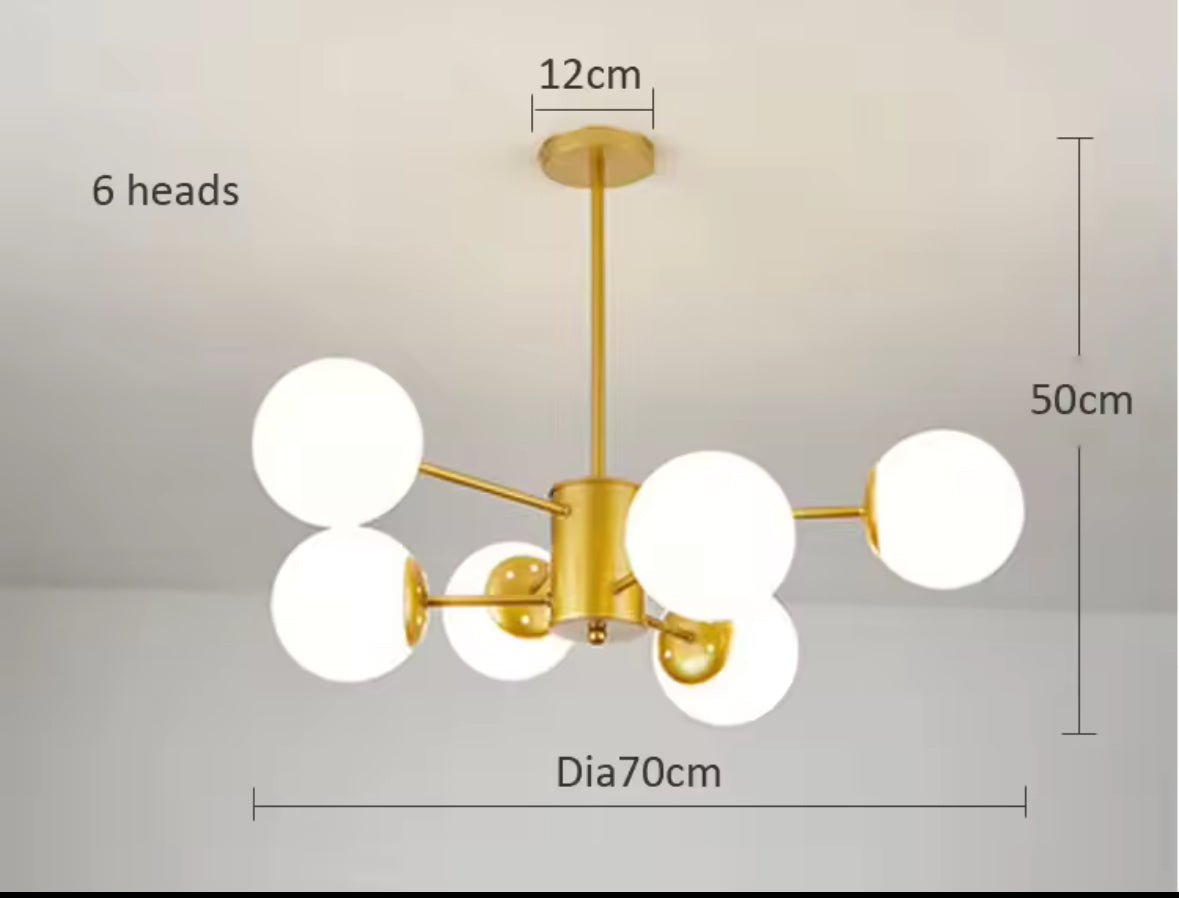 Suspension Liza 6 branches design moderne lumière chaude élégante