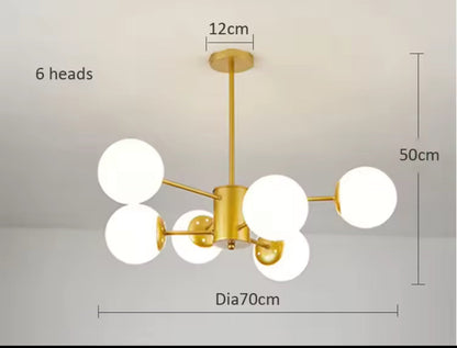 Suspension Liza 6 branches design moderne lumière chaude élégante