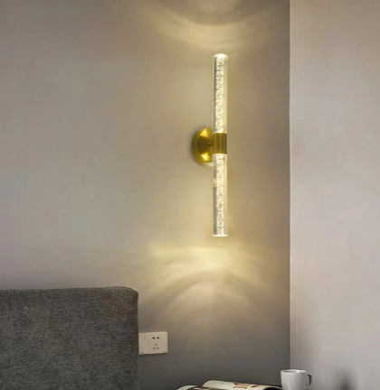 Applique murale moderne LED verre moucheté motif laiton doré élégante