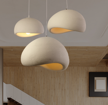Suspension Wabi Blanche Design Moderne Céramique Résine Renforcée Élégante