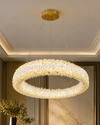 Suspension LED « Jawhara » – Anneaux Concentriques Finition Or, Design Moderne pour Salon