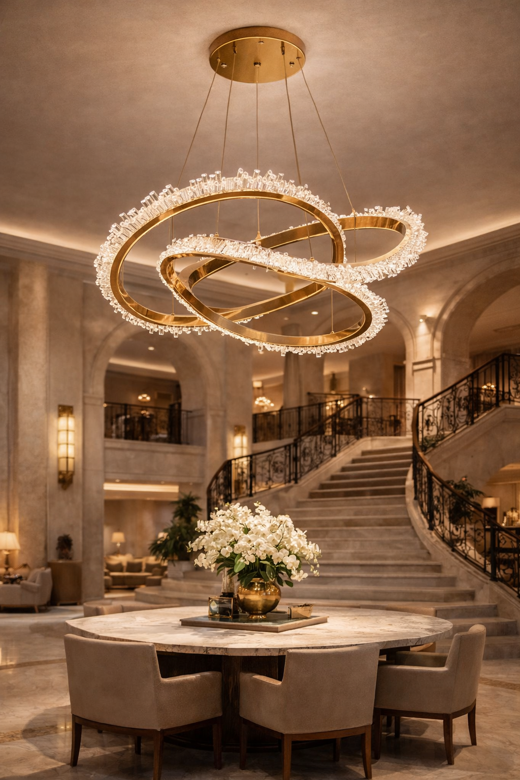 Suspension LED "Majda" – Cristaux en Éclats & Finition Dorée