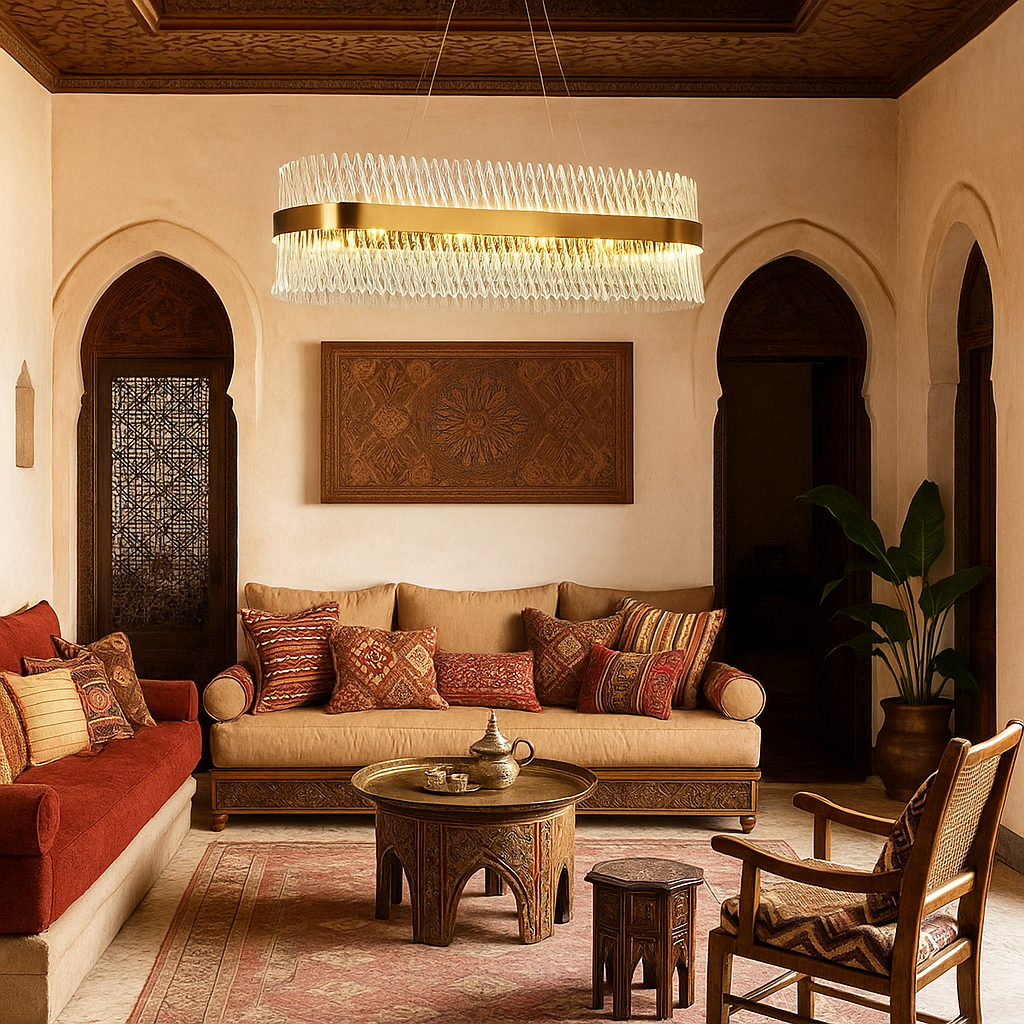 Lustre Ovale Moderne en Verre Cristallin Aluminium LED Puissant