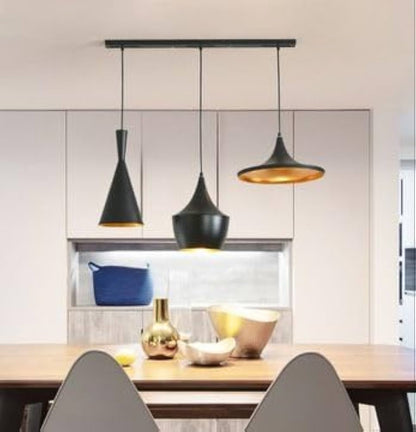 Suspension Stella Lumineuse Moderne en Verre et Métal Noir Élégant