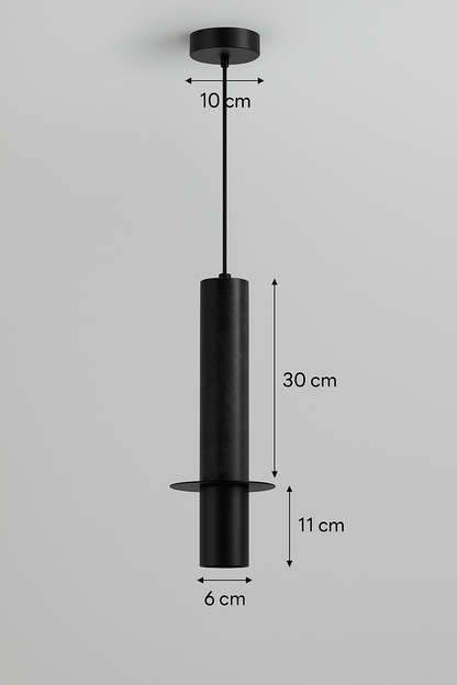 Suspension Design Moderne en Marbre Noir et Aluminium Mat Élégant