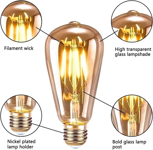 Ampoule LED Rustique Filament E27 Vintage Lumière Chaude Durable