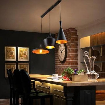 Suspension Stella Lumineuse Moderne en Verre et Métal Noir Élégant