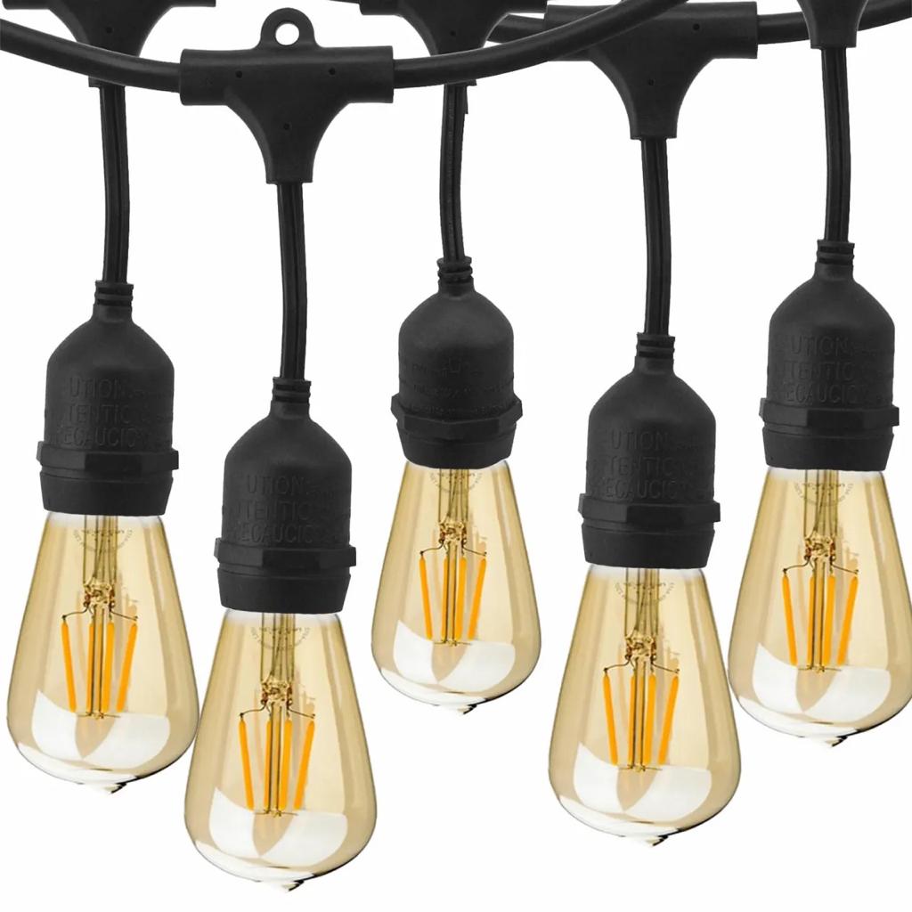 Guirlande Lumineuse Étanche 15 Douilles IP65 pour Terrasse Extérieure