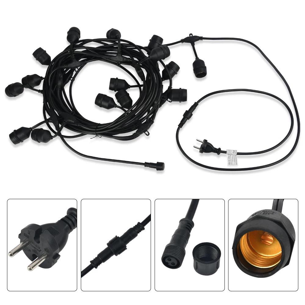 Guirlande Lumineuse Étanche 15 Douilles IP65 pour Terrasse Extérieure