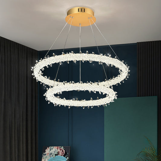 Suspension Cristal Double Anneau Luxor – Éclat et Élégance