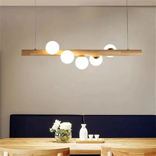 Suspension Scandinave "Nordik Glow" en Bois et Verre