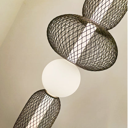 Suspension Design "Mesh Art" en Métal et Verre