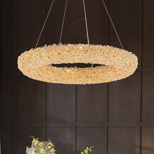 Suspension Cristal Doré Éclat – Charme et Lumière Chaleureuse