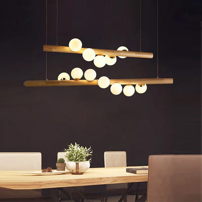 Suspension Scandinave "Nordik Glow" en Bois et Verre