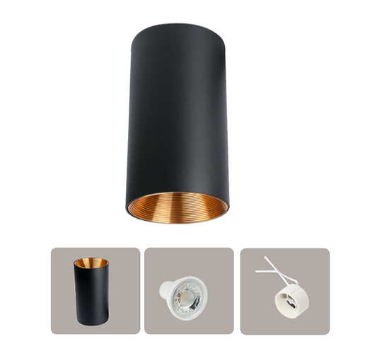 Spot Plafonnier "Black Gold" Cylindrique en Aluminium