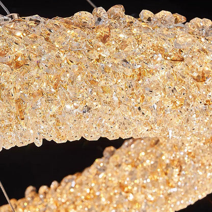 Suspension Cristal Doré Éclat – Charme et Lumière Chaleureuse
