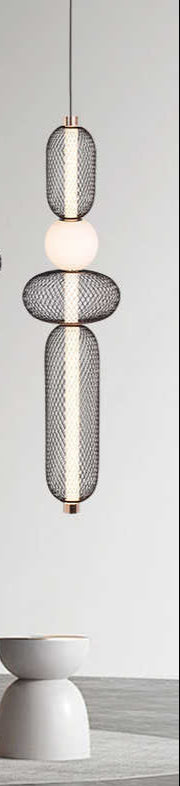 Suspension Design "Mesh Art" en Métal et Verre