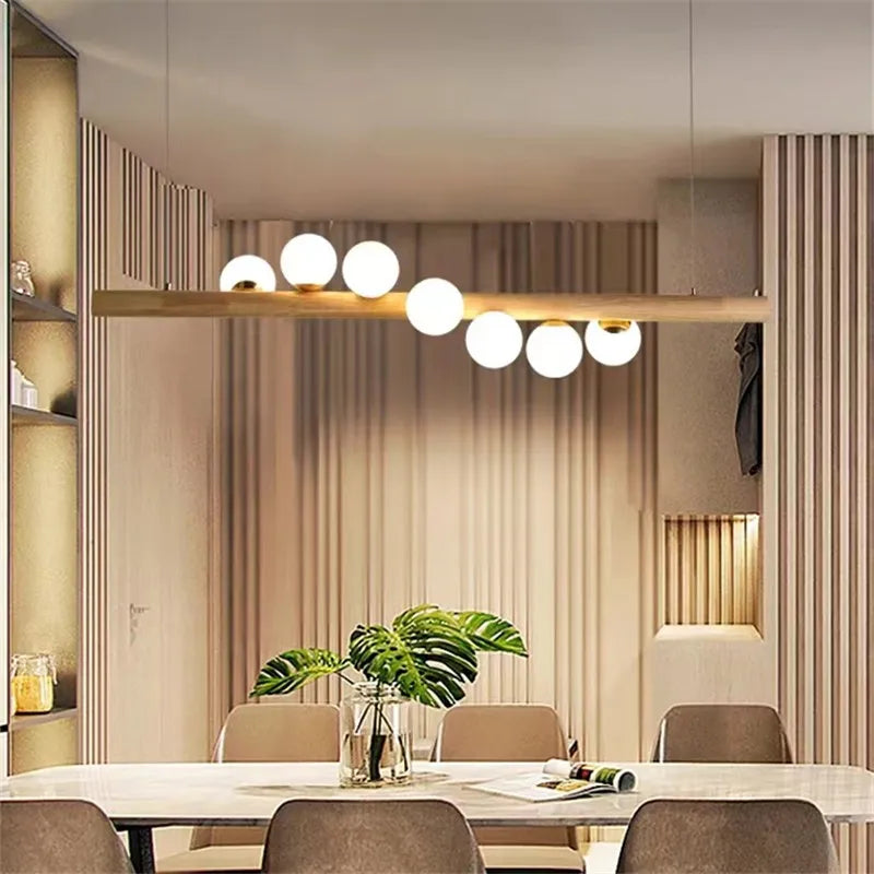 Suspension Scandinave "Nordik Glow" en Bois et Verre
