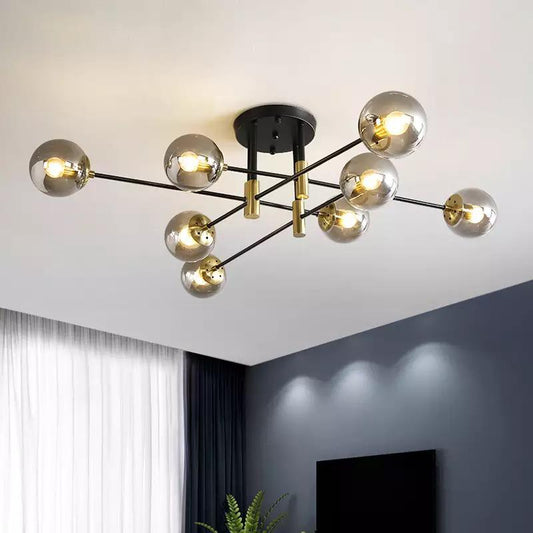 Suspension Design Aria 8 Branches Verre Fumé Élégante Modulaire