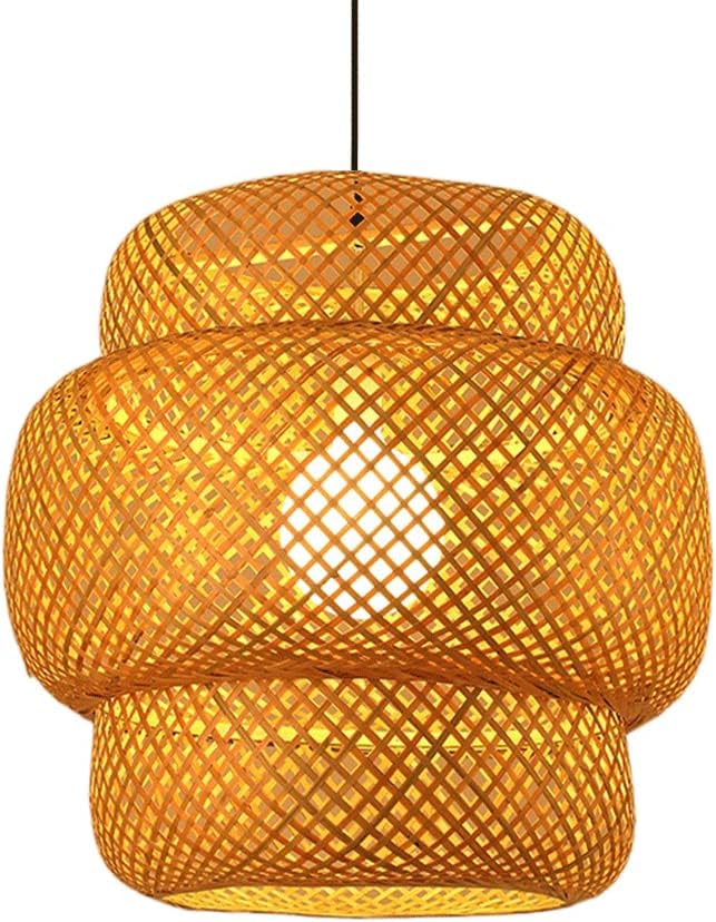 Suspension Luminaire Bambou Naturel Tissé Main Terrasse Restaurant Maroc