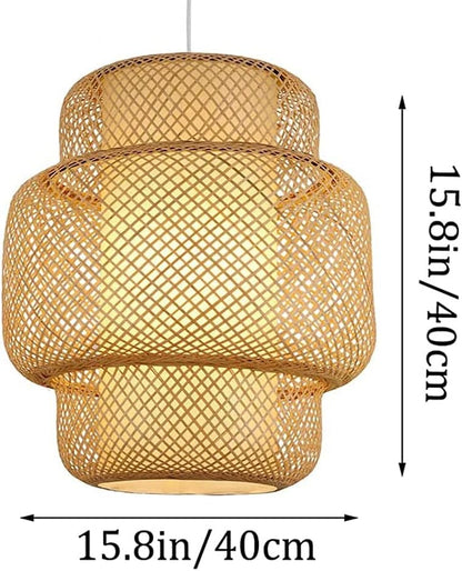 Suspension Luminaire Bambou Naturel Tissé Main Terrasse Restaurant Maroc