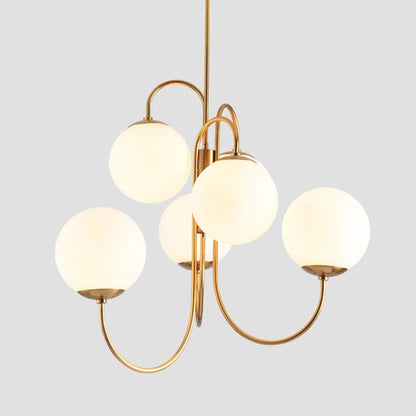 Lustre Doré RABAT Élégant avec 6 Boules Lumineuses Raffinées