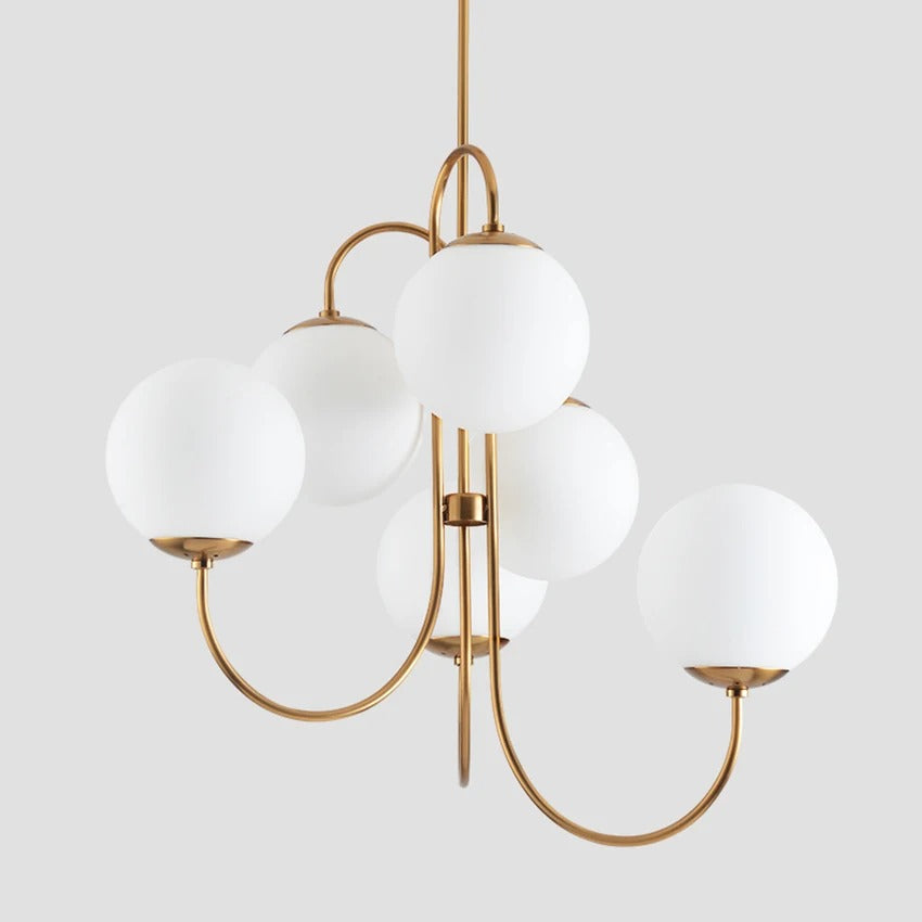 Lustre Doré RABAT Élégant avec 6 Boules Lumineuses Raffinées