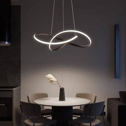 Suspension Infinie LED Noire Moderne : Élégance Lumineuse et Design Minimaliste