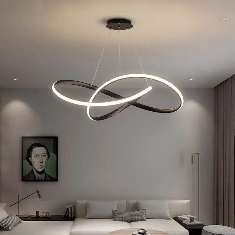 Suspension Infinie LED Noire Moderne : Élégance Lumineuse et Design Minimaliste