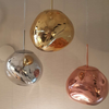 Lustre Sphérique Métal Miroir Or Argent – Suspension Design Élégant Maroc