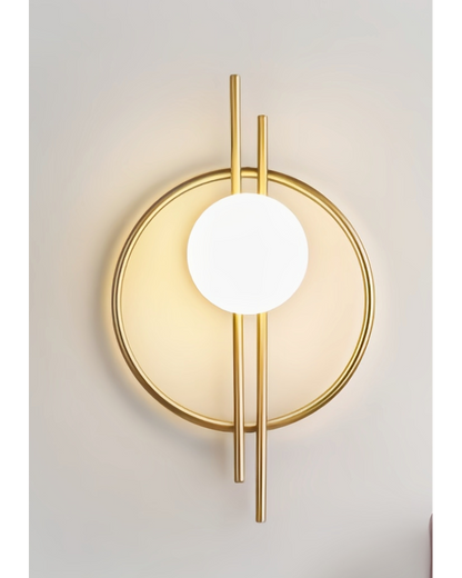 Suspension Design Moderne "Lunar Duo" en Métal Doré et Verre Blanc