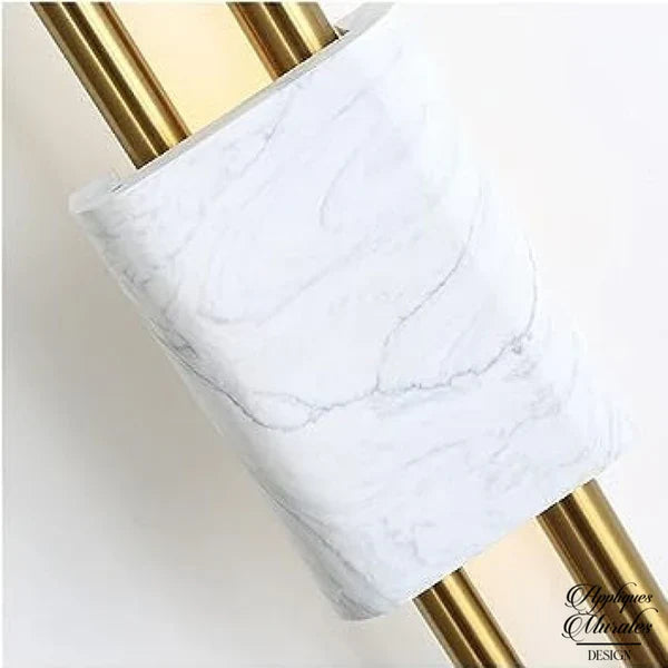 Applique Murale en Marbre Blanc Naturel et Laiton - Design Élégant Moderne